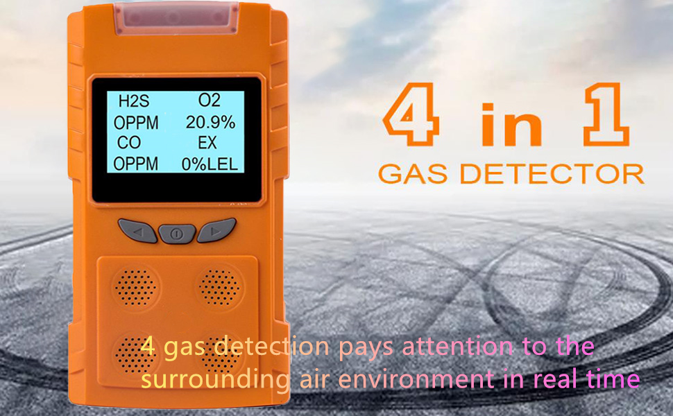 HAOKESITE 4 Gas Monitor Rechargeable Portable Gas Detector Professional H2S CO O2 EX Gas Sniffer