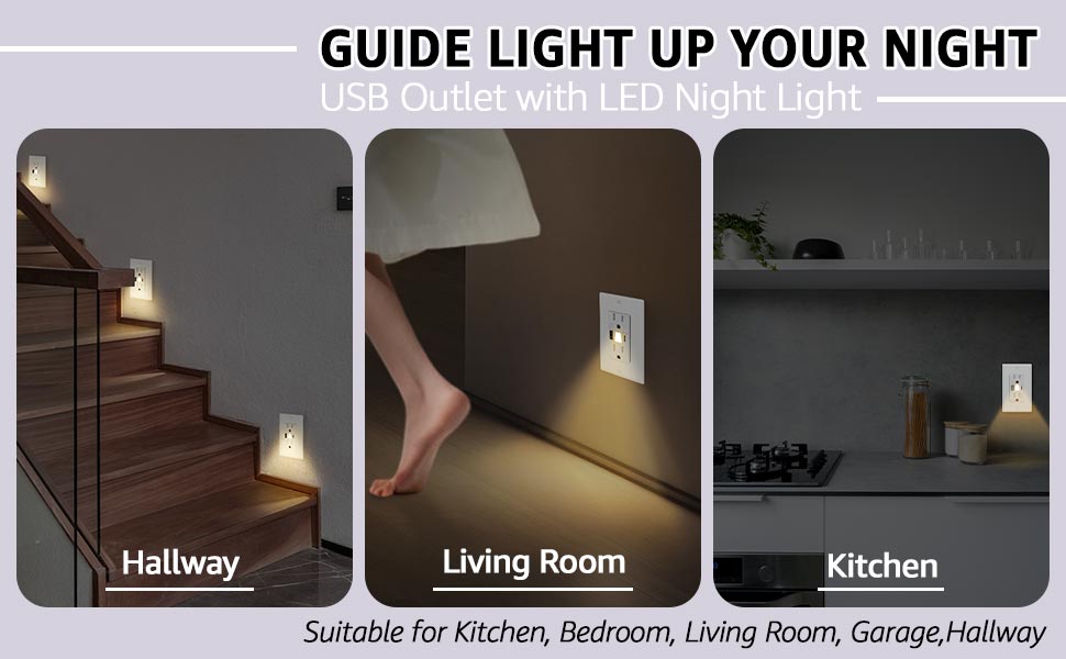 USB C Outlet with Night Light