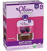 Plum Organics Stage 1 Organic Baby Food Just Prunes 3.5 Ounce Pouch, (Pack of 4) Packaging May Vary
