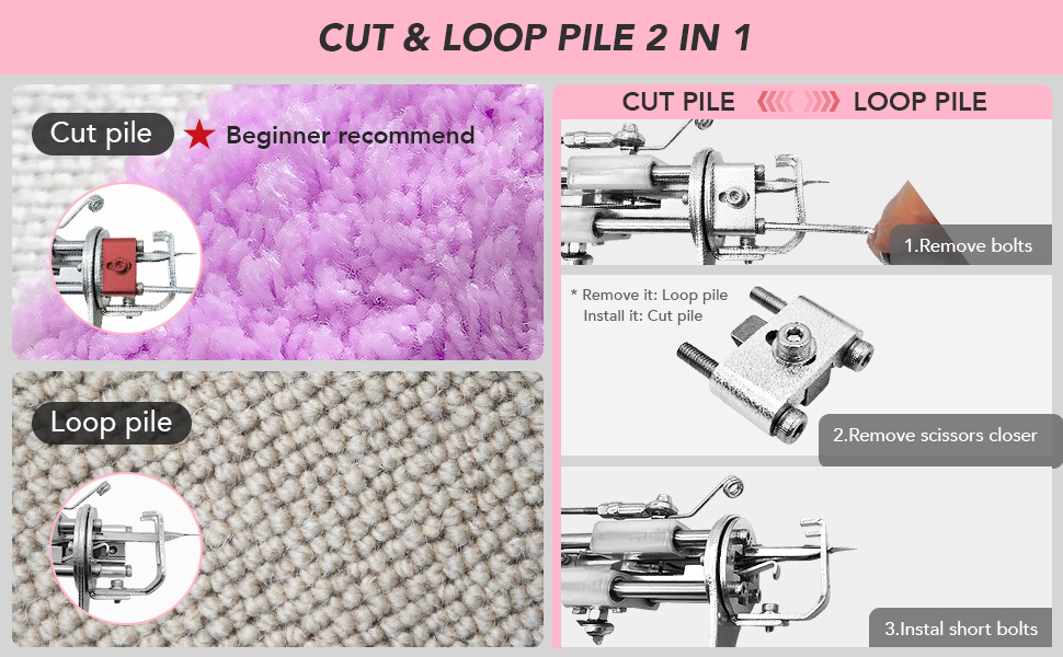 cut pile loop tufting rug gun artufting 2 in 1