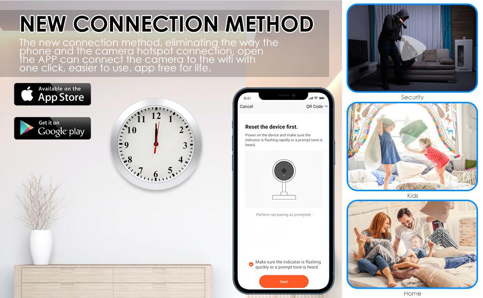 JLRKENG Hidden Spy Camera Wall Clock 1080P HD WiFi Clock Cameras Wireless Home
