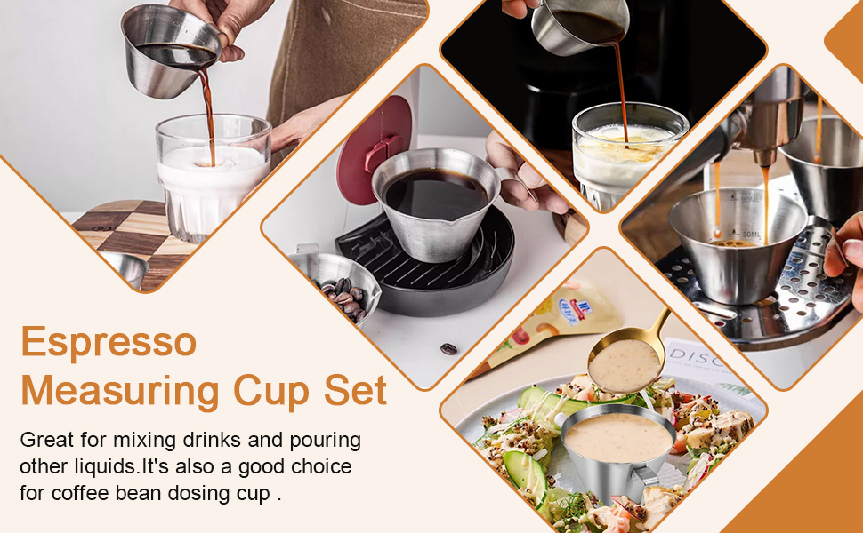 KITERI 2 Pcs Stainless Steel Espresso Measuring Cup, 3.5oz/100ml Espresso Shot Cups Scale Marks Espresso Pouring Cup Heat Resistant Espresso Cups with Handle for Barista Coffee Espresso Accessories 17 Scale Marks Espresso Pouring Cup