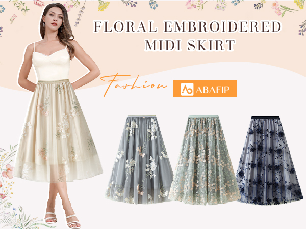 スカート 1900s Embroidered White Tulle Skirt Amazon.com: Women's Retro 50s Vintage 1950s Floral Tulle