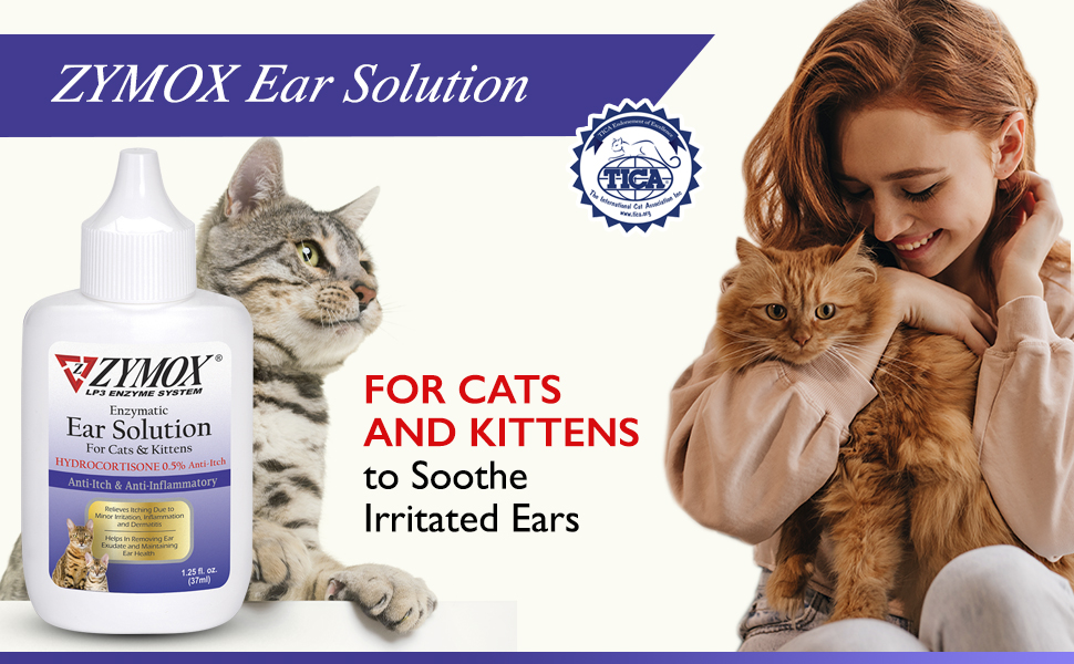 Zymox Enzymatic Ear Solution with 0.5 Hydrocortisone for Cats & Kittens, 1.25 oz