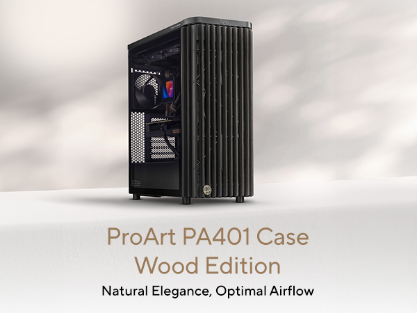 PCケース(自作PC用) ASUS ProArt PA401 ASUS ProArt PA401 Wood Edition ATX Mid-Tower Case – Tempered