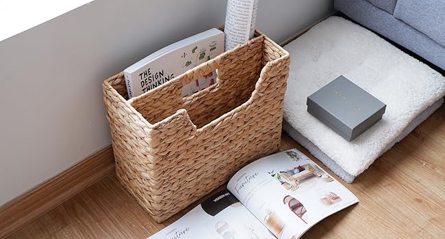 magazine holder desk organizer wicker basket for desk storage basket