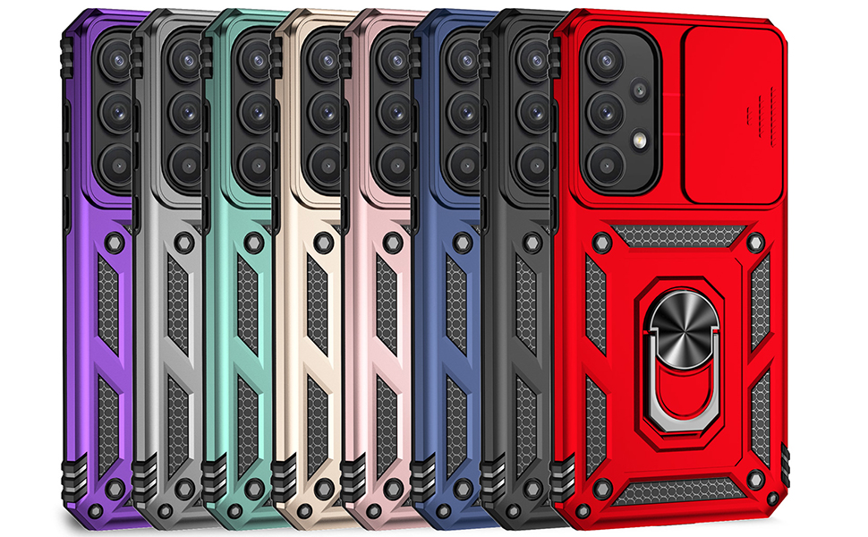 Samsung Galaxy A35 5G Military-Grade 2nd gen with Slide Camera Lens Cover Magnetic Ring Holder Case