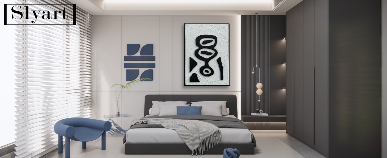 Black and White Abstract Wall Art, Modern Relief Painting