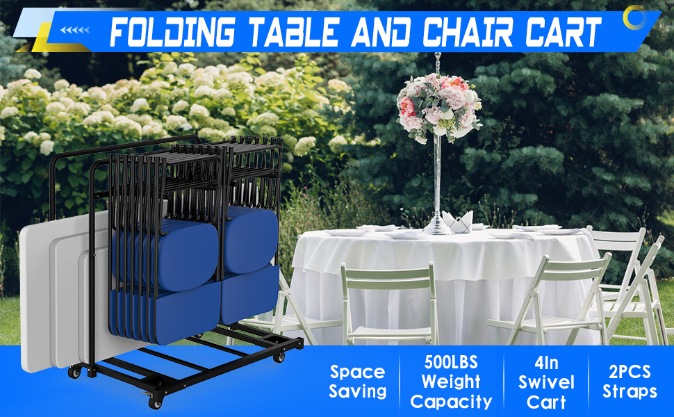 Folding Chair And Table Cart, Folding Round Table Dolly