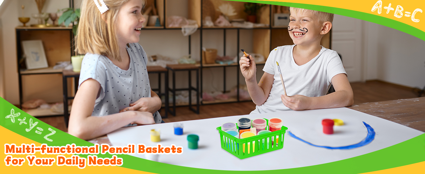 24 PCS Pencil Holders, Pencil Baskets, Small Plastic Baskets for Organizing, Colorful Storage Trays