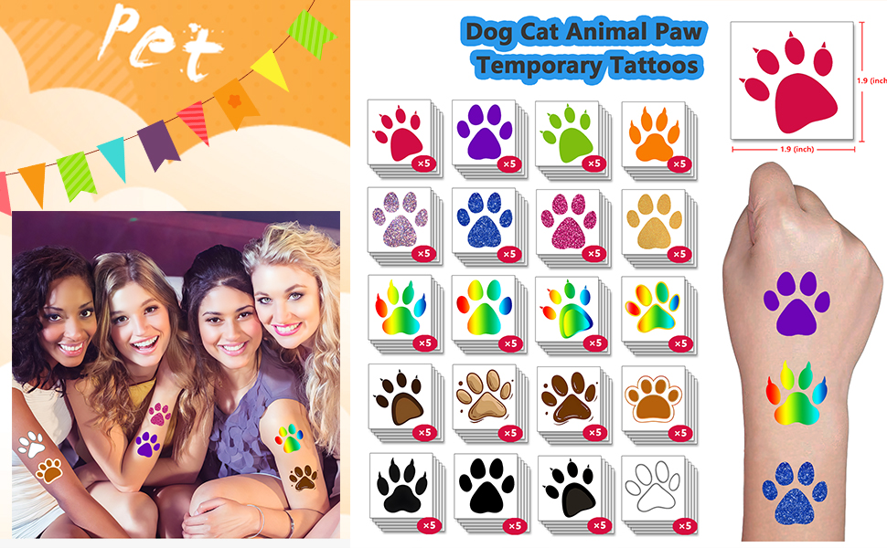 Paw Print Temporary Tattoos
