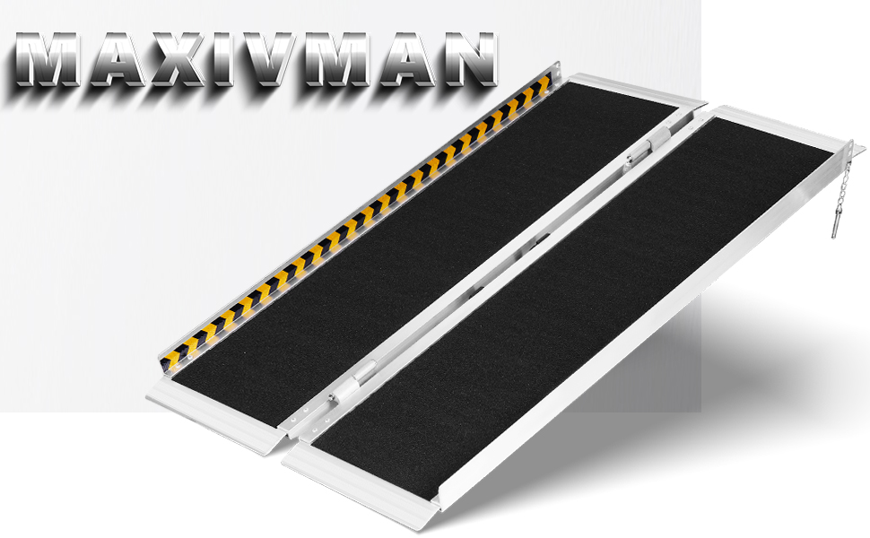 Wheelchair Ramp 5FT,MAXIVMAN Aluminum Portable Ramp for
