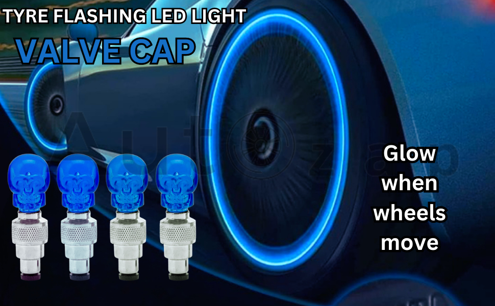 Autozap tyre Flashing led Light Valve Cap for car and Bikes 4 Pcs