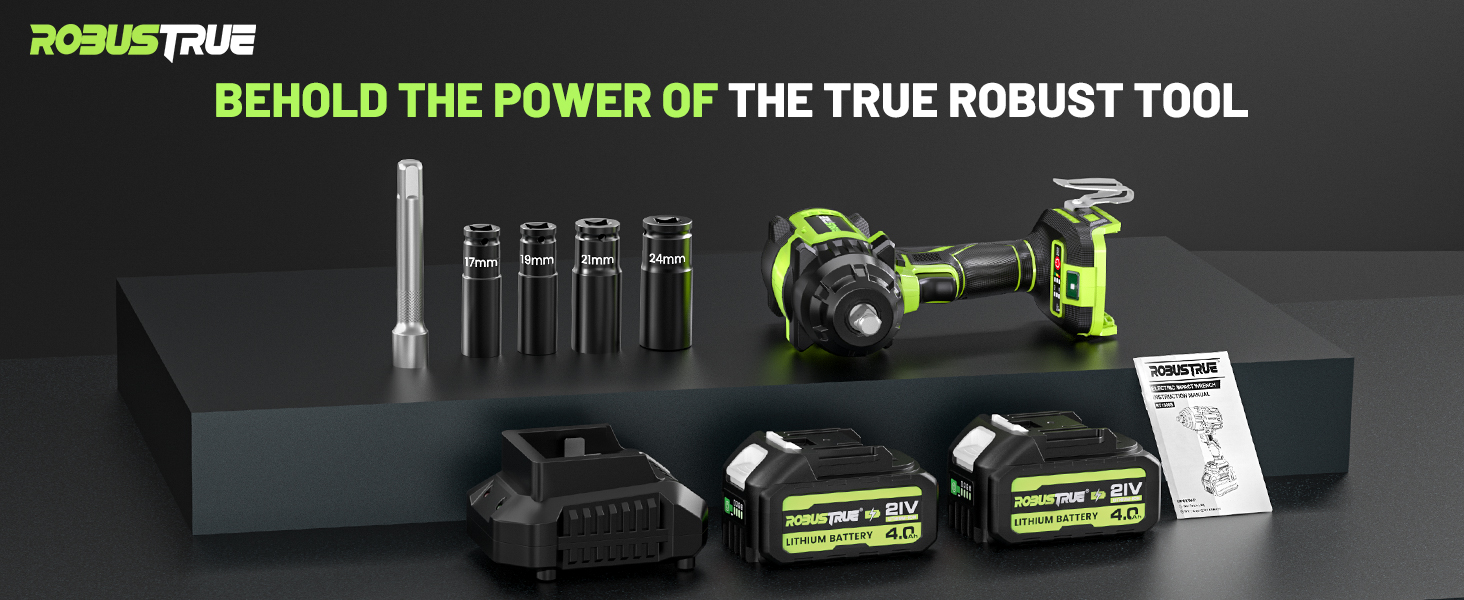 Robustrue 1000N.m(740ftlbs) Cordless Impact Wrench, High Torque