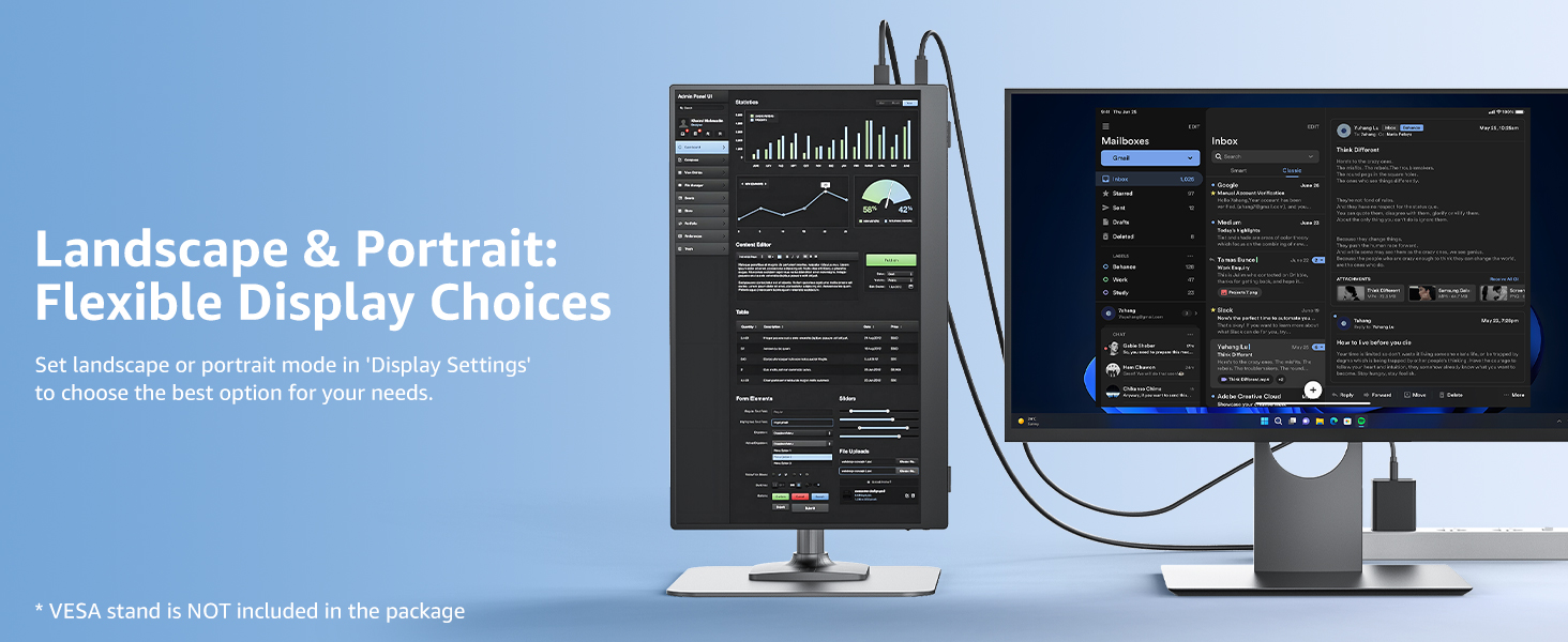 Landscape & Portrait: Flexible Display Choices