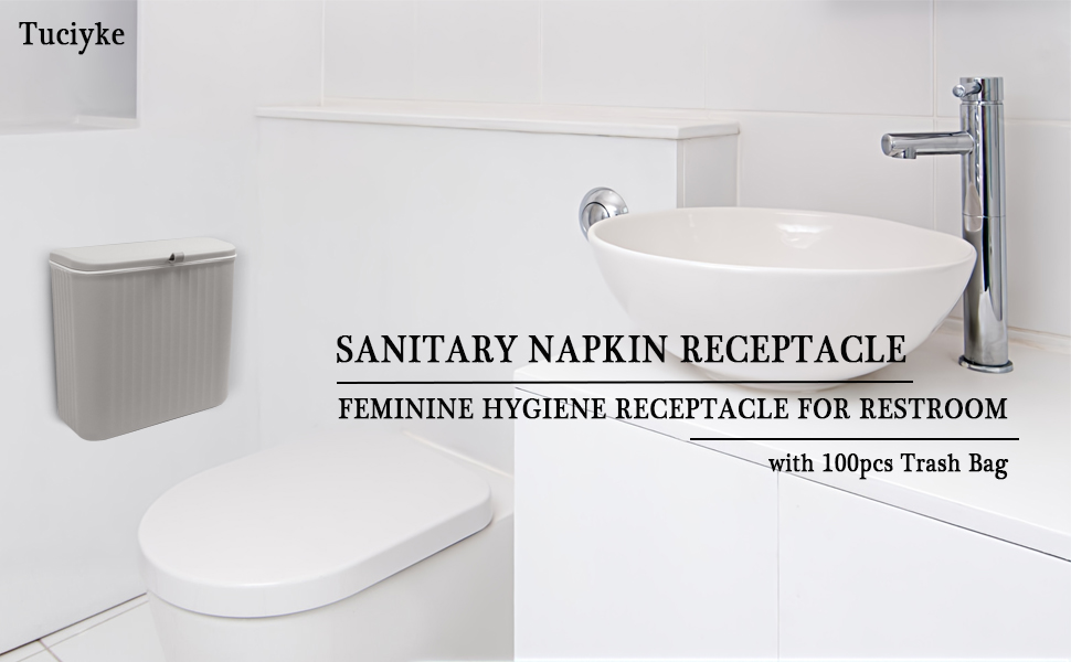 Tuciyke Sanitary Napkin Receptacle,Gray Plastic Sanitary