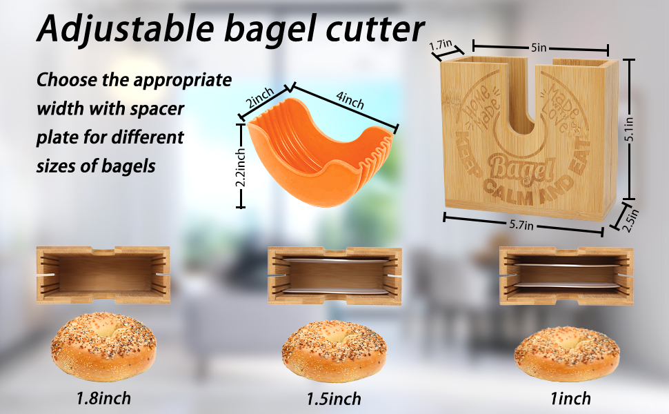 FunisFun Wood Bagel Cutter Slicer for Small and Large