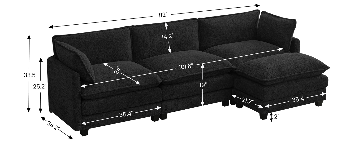 sofa couch modular sectional oversized extra large 3 4 seater comfy cloud black living room