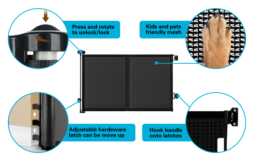 DOLEMODUO Retractable Safety Gate, 47”×200” Portable