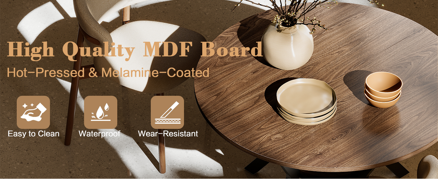 wood dining room table with MDF Board