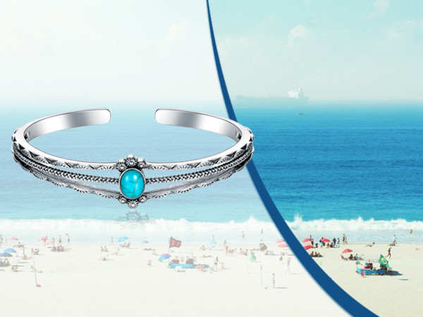Amazon.com: DOLIOX Genuine Turquoise Bracelet, Sterling