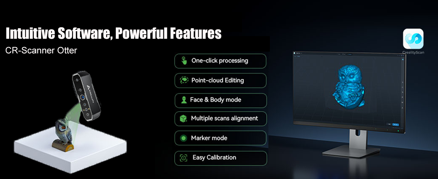 Creality 3D Scanner CR-Scanner Otter,3D Scanner for 3D Printing,3D Printer Scanner 20fps 
