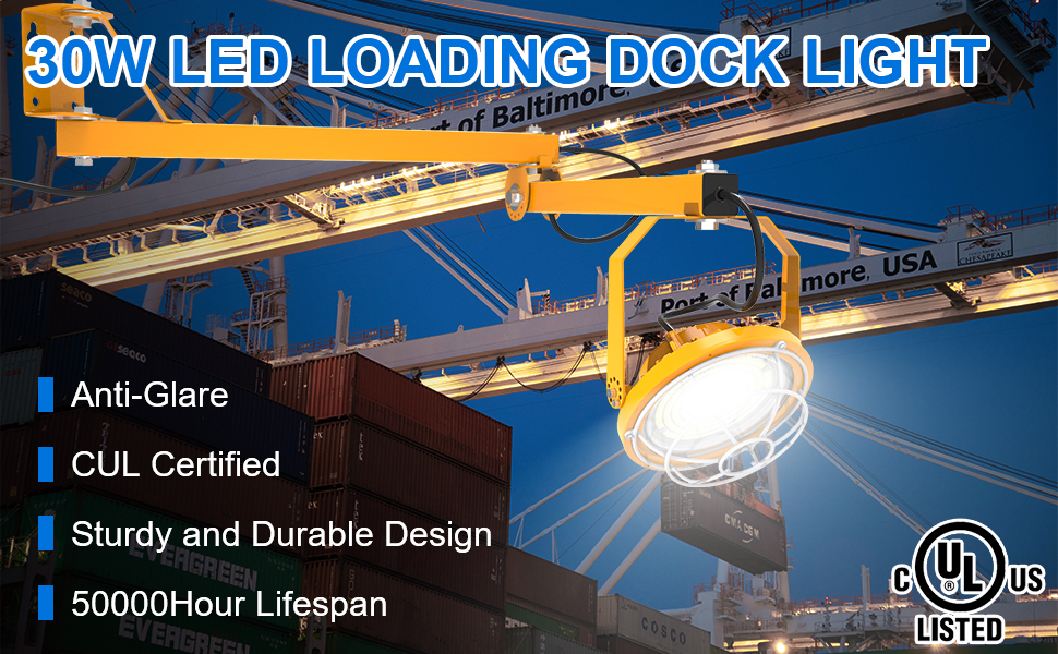 30W LED Loading Dock Lights with 40'' Swing Single Folding Arm, 4200LM