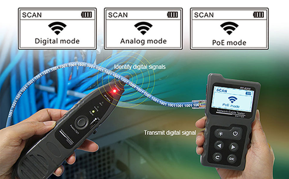 NOYAFA NF-8209 - Probador de cable de red Ethernet con PoE NCV ...