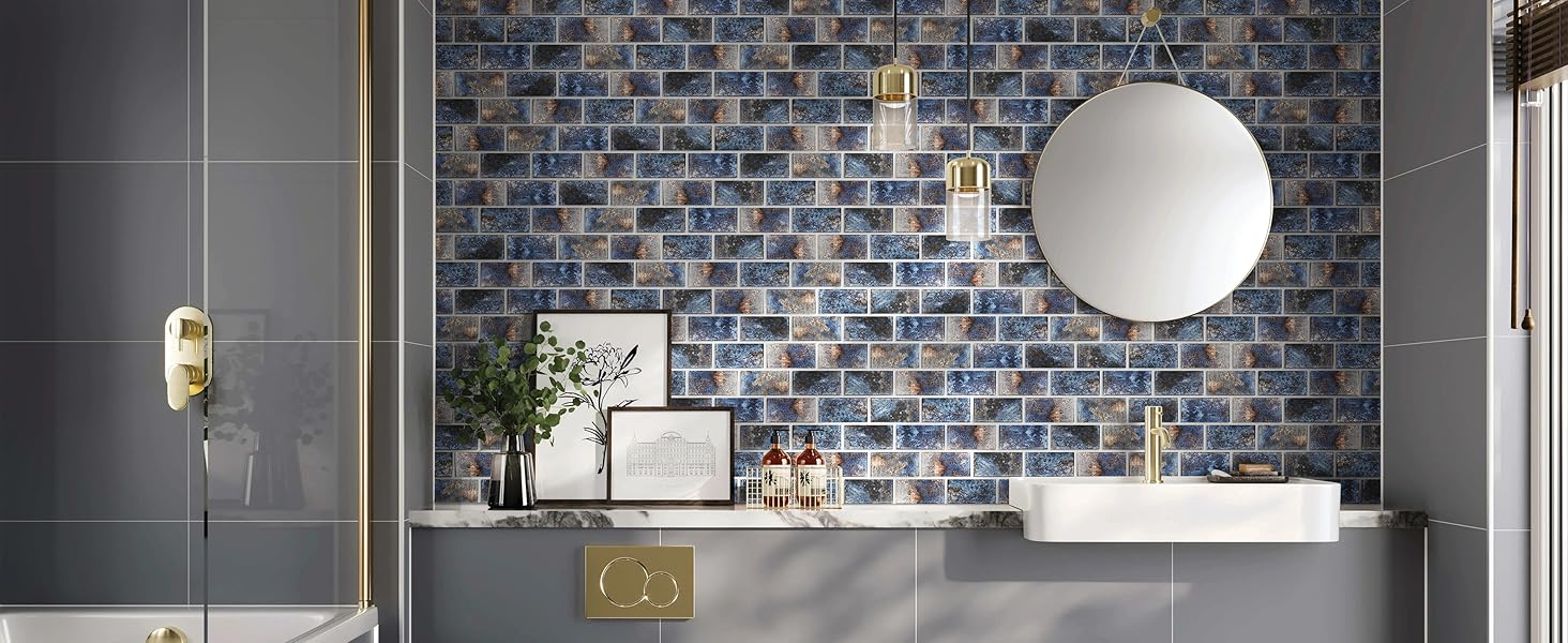 glass tile 3x6 antique blue tile