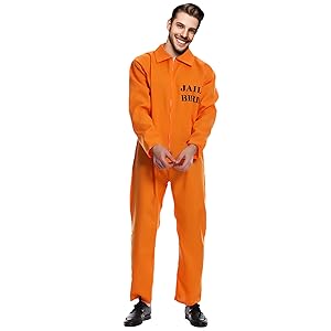 Amazon.co.jp: [Formemory] 囚人服 オレンジ コスプレ 囚人 仮装