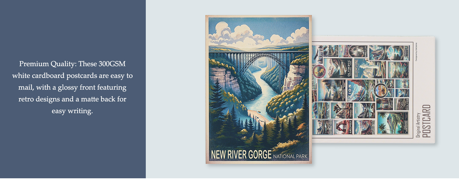 XIAOAIKA Vintage Travel National Park Postcards Set Retro