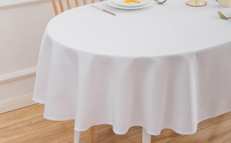 RUISIBO Oval Tablecloth 60 x 102 Solid Black Polyester