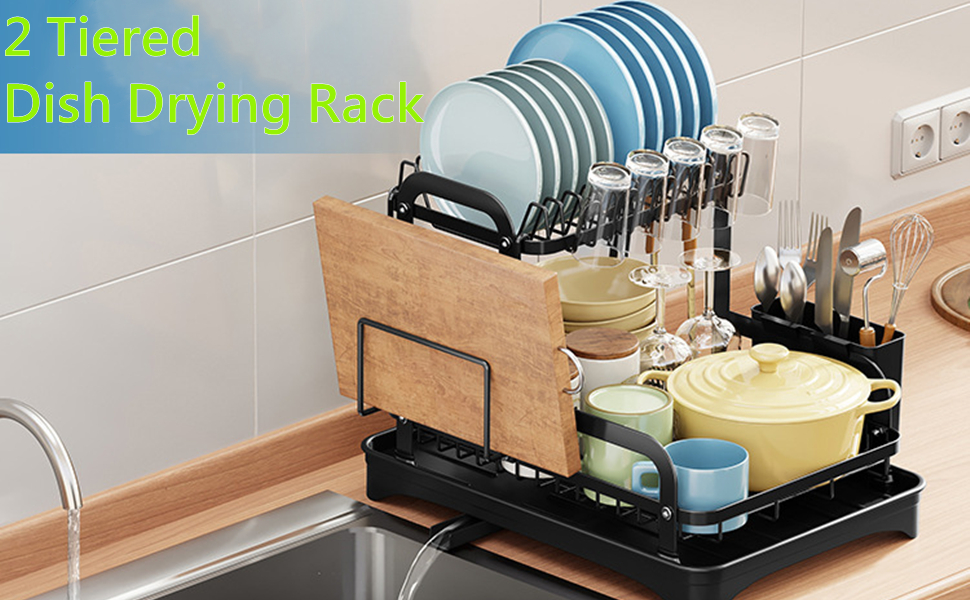 karadrova Dish Drying Rack, 2Tier Dish Drainer with