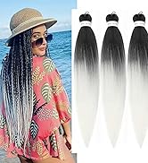 ombre white braiding hair pre stretched kanekalon box braiding hair