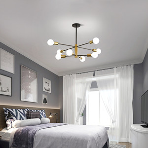 Suspension Luminaire, Lustre Salon Moderne, Noir-doré 8 Lumières E27 Base, Réglage De Rotation 360° Lustre Industriel En Métal Pour Salon Chambre Salle à Manger, (sans Ampoules) 17 3