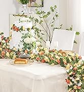 PONKING 8 Pcs 66FT Flower Garland, Artificial Rose Vine Flowers with Green Leaves, Hanging Fake R...