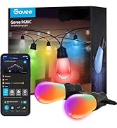 Govee Smart Outdoor String Lights H7015, 48ft RGBIC Outdoor Lights with 15 Dimmable LED Bulbs, IP...