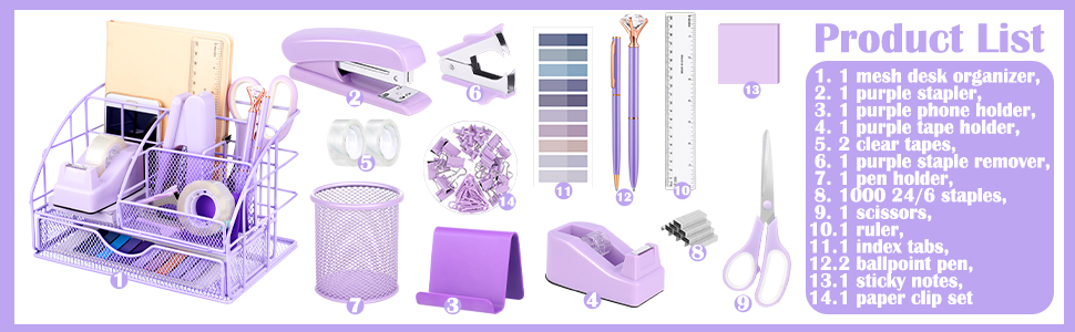 purple desk organizer
