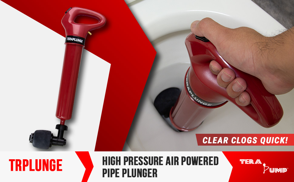 TERA PUMP Compressed Air Toilet Plunger, Drain Plunger, Up