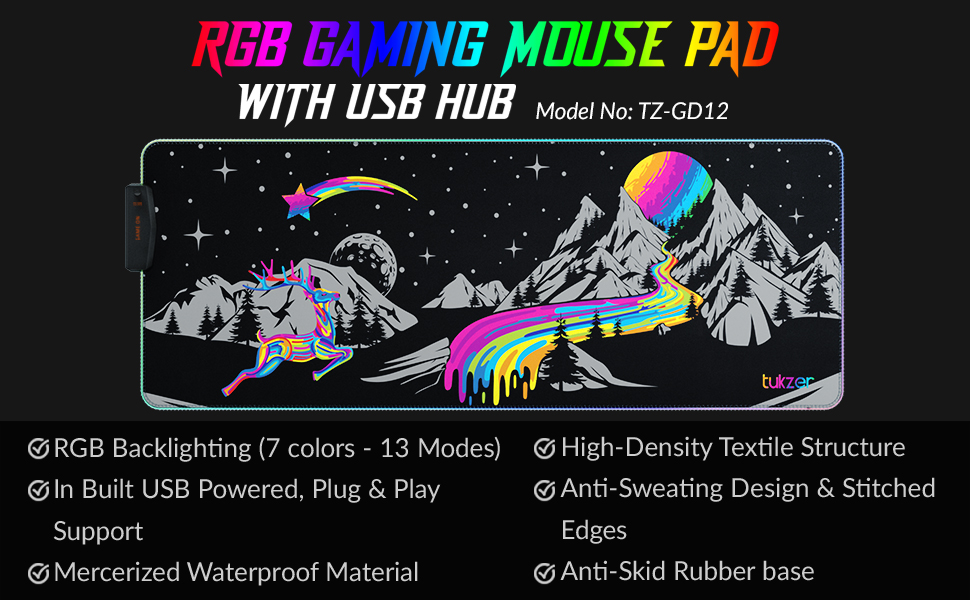 Tukzer RGB Retro Extended Gaming Mouse Pad, HighSpeed Mouse Tracking