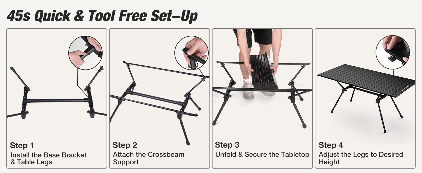 Easy to set-up folding camping table foldable camping table folding table in a bag