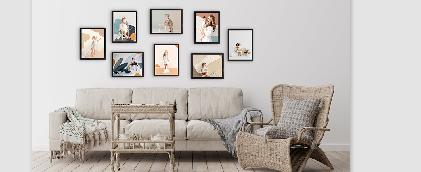 WIFTREY Black 8x10 Picture Frame Set of 18, Multi Photo