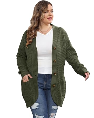 Hanna Nikole Women Cardigan Plus Size Long Sweater Coat