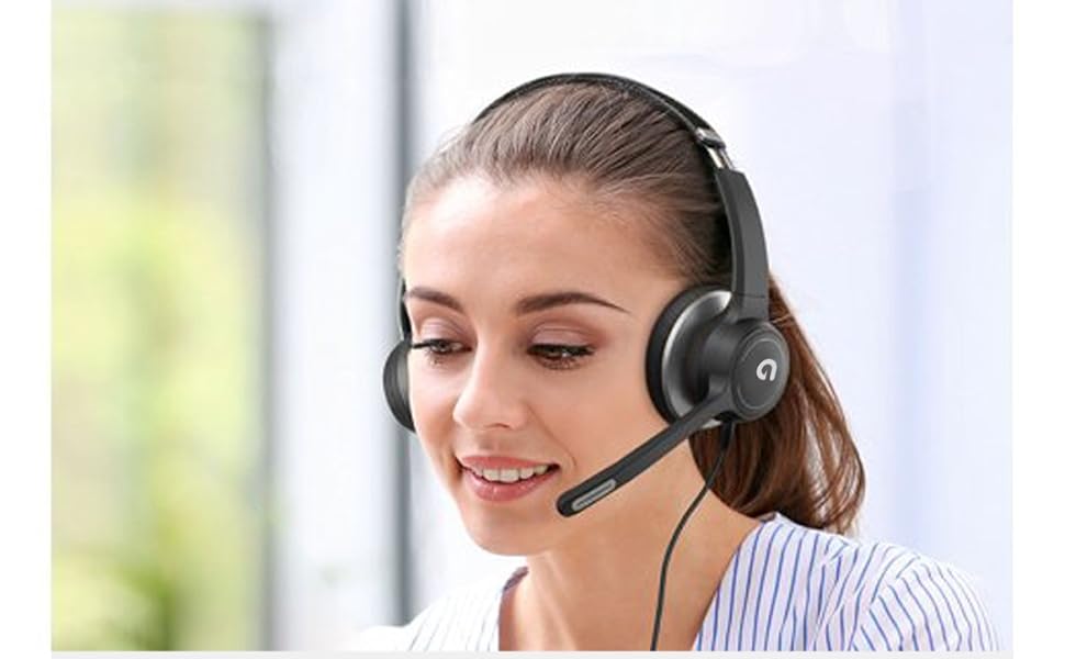 ADOOPE Wired Headset, USB Headphones, inline Control, Noise Cancelling Microphone