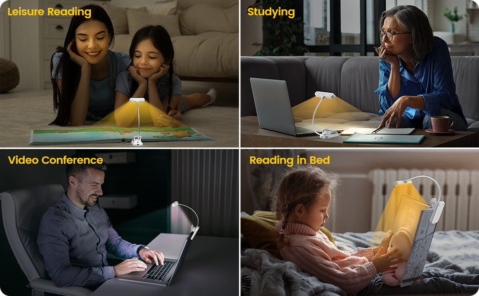 Glocusent Horizontal ETHead Book Light for Reading in Bed, Eye Caring