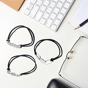 elastics scrunchies metal thin bead black girls