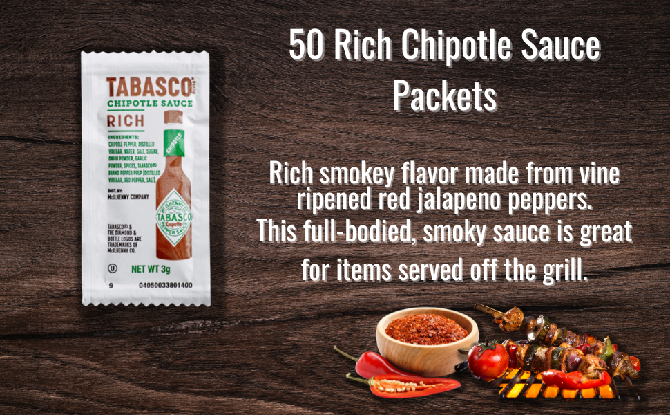 Tabasco Hot Sauce Packets Includes 150 Hot Sauce Packets