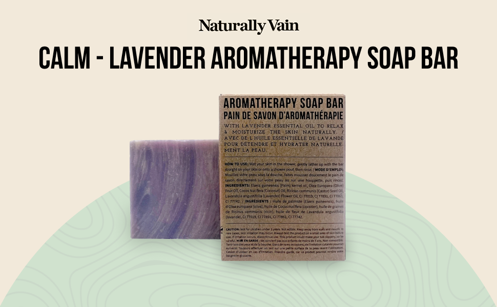 Naturally Vain Calm Lavender Soap Bar, Handmade, Natural
