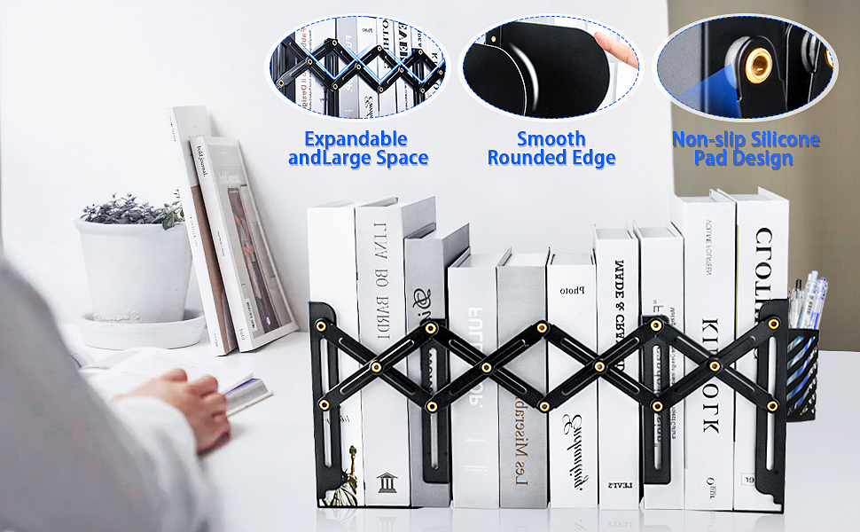 Heavy Duty Book Ends to Hold Books with Pen Holder