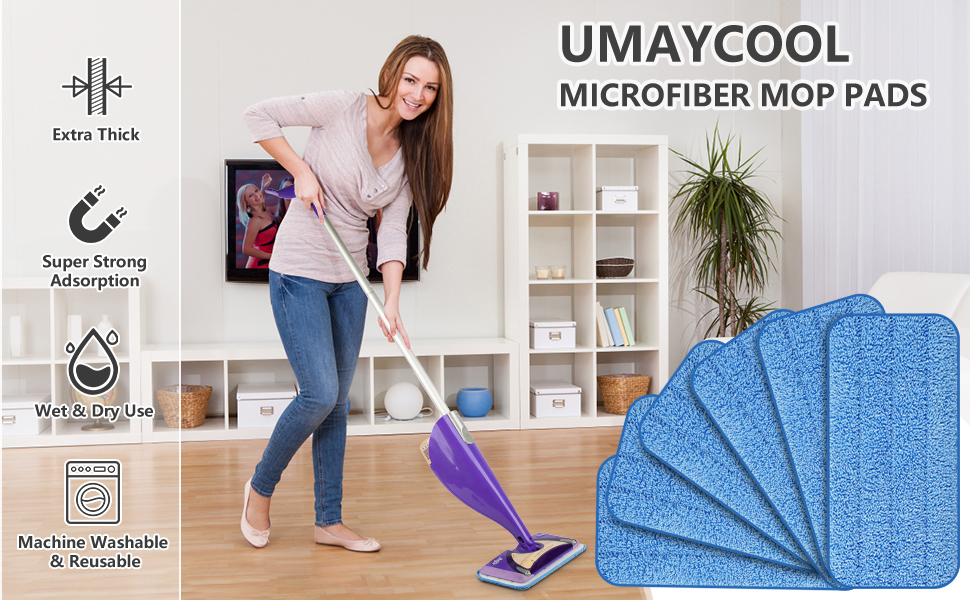 Reusable Mop Refill Pads for Flash Powermop, 6 PCS Mop Pads Machine